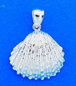 SHELL,DIAMOND-CUT,STERLING,PENDANT