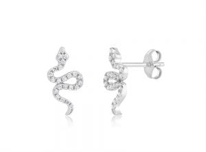 SNAKE,EARRING,CZ,STERLING