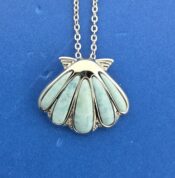 Alamea Sunrise Shell Pendant, Sterling Silver, Larimar & Topaz