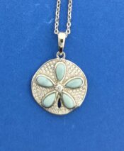 Alamea Sand Dollar Larimar Pendant, Sterling Silver