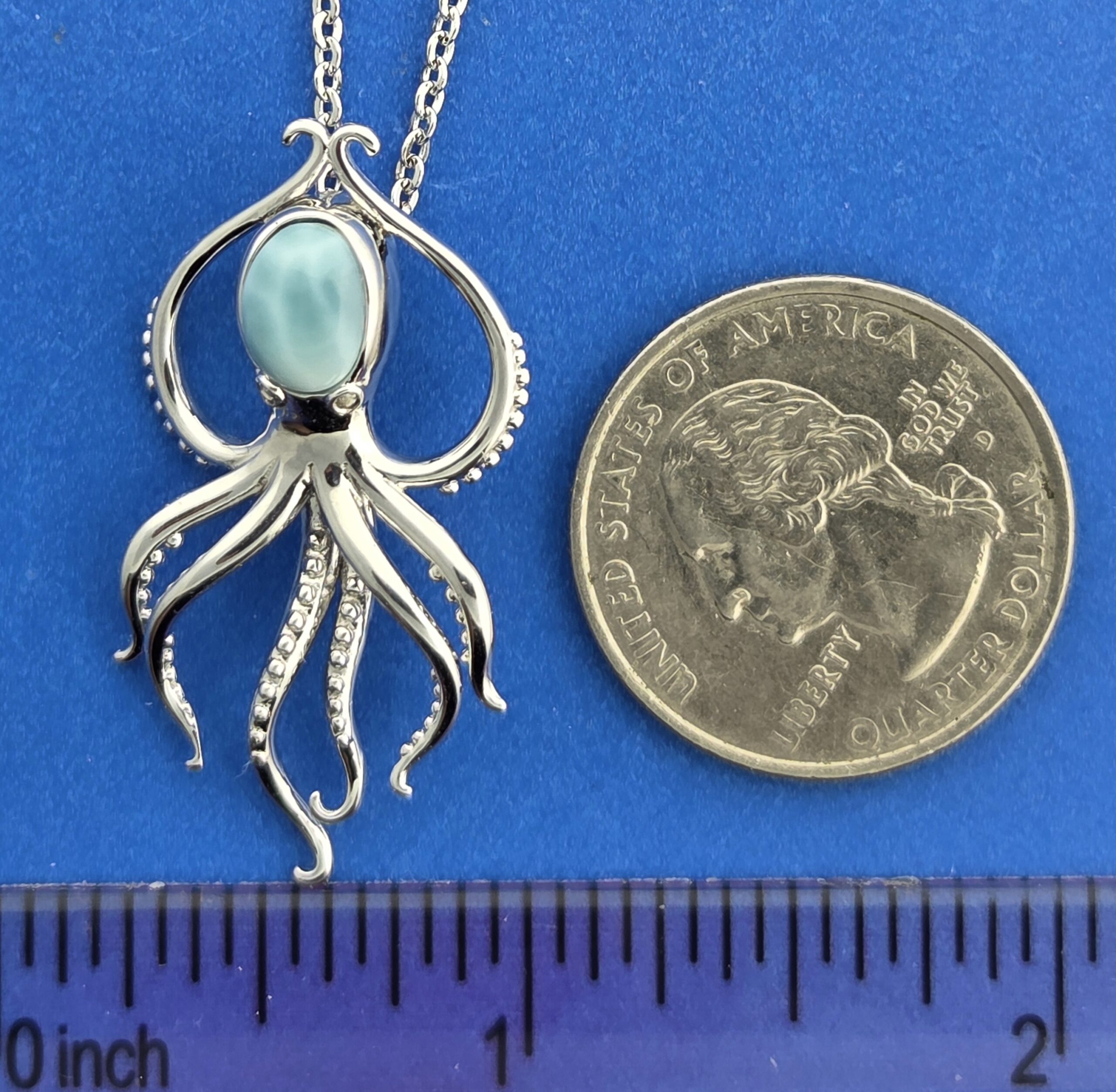 Alamea Octopus Larimar Pendant, Sterling Silver 4 Alamea Octopus Larimar Pendant, Sterling Silver - Image 4