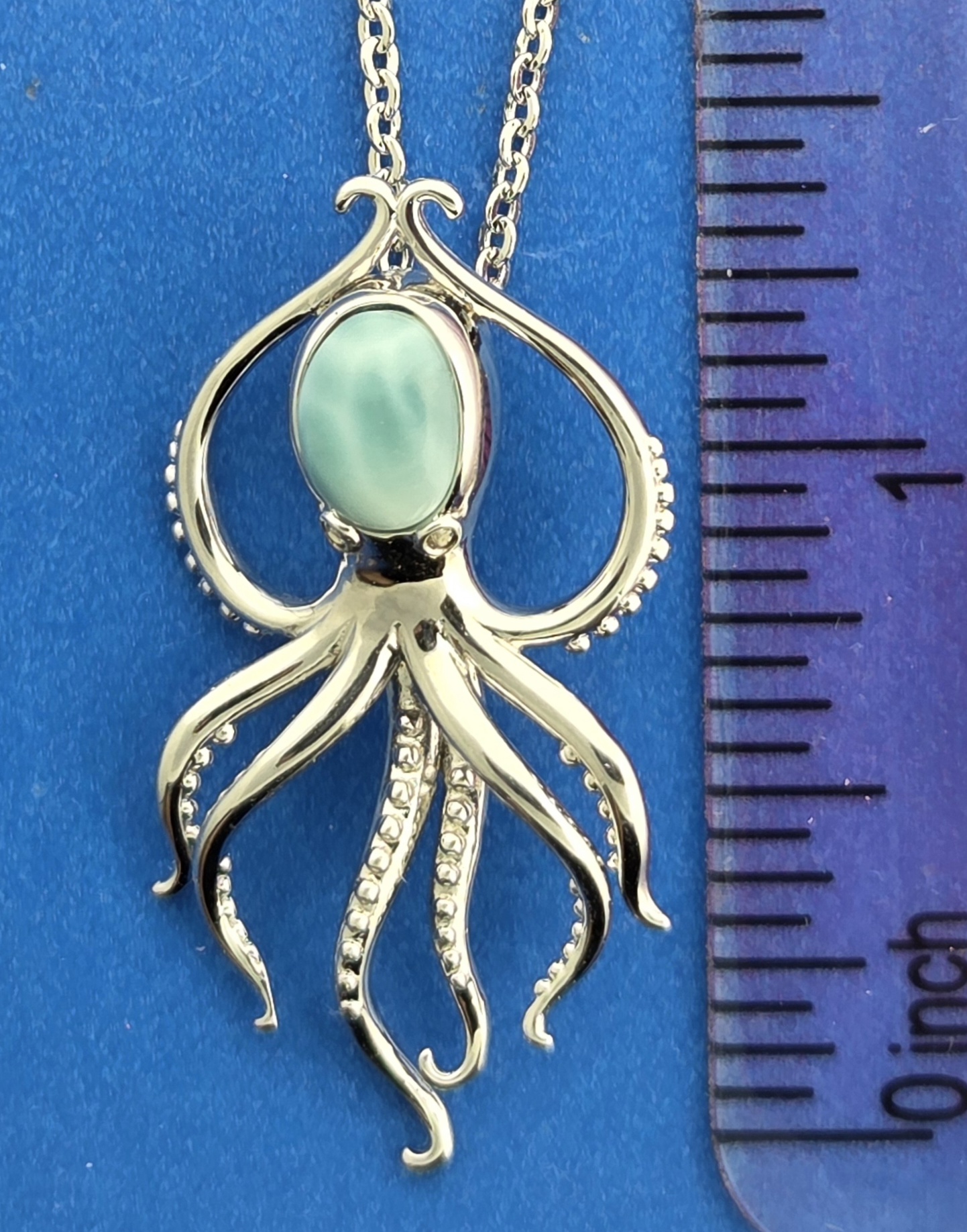 Alamea Octopus Larimar Pendant, Sterling Silver 5 Alamea Octopus Larimar Pendant, Sterling Silver - Image 5