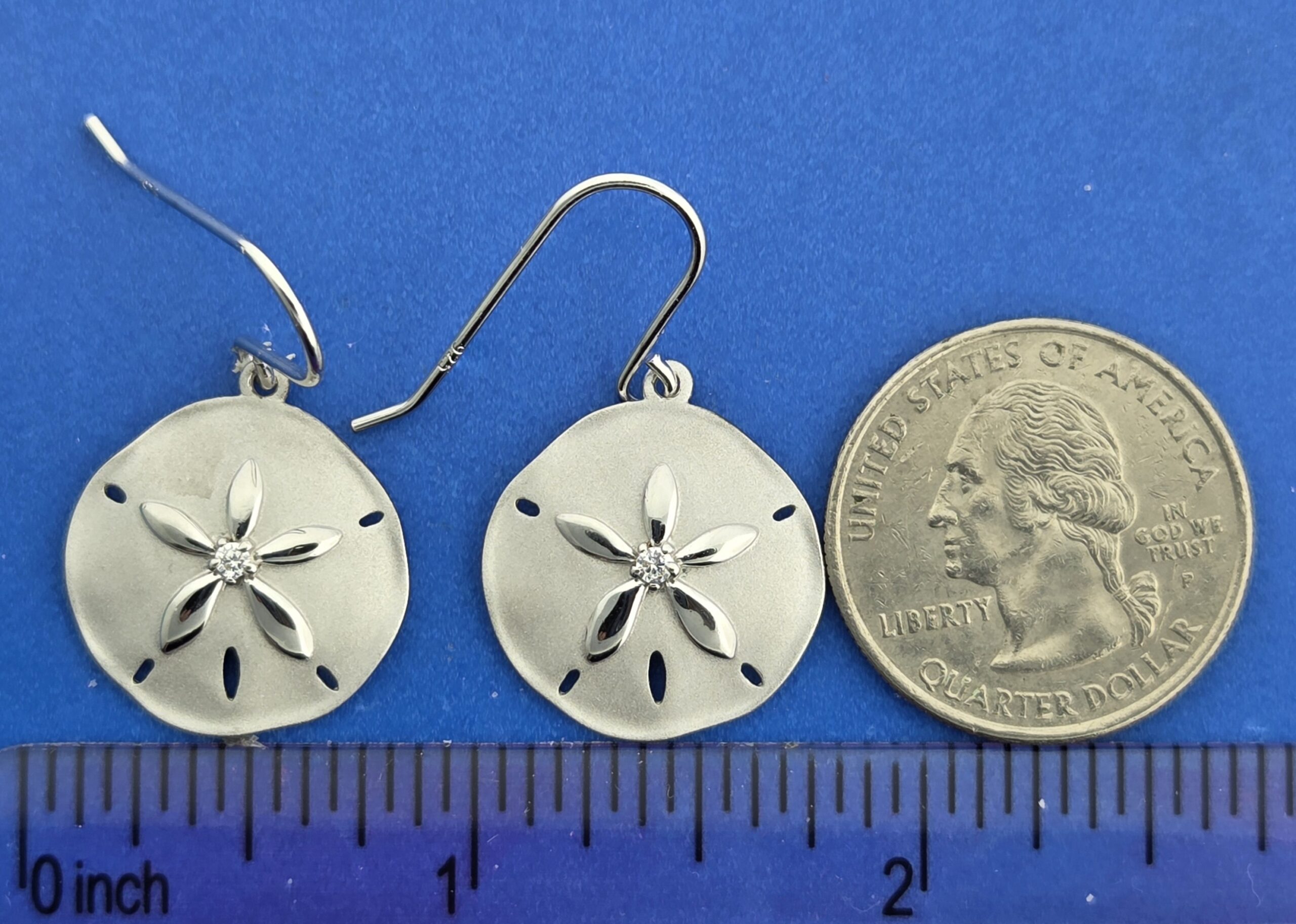 Alamea Sand Dollar Dangle Earring, Sterling Silver 3 Alamea Sand Dollar Dangle Earring, Sterling Silver - Image 3