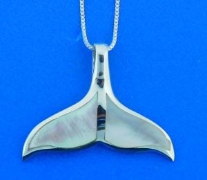 sterling silver whale tail pendant mother of pearl