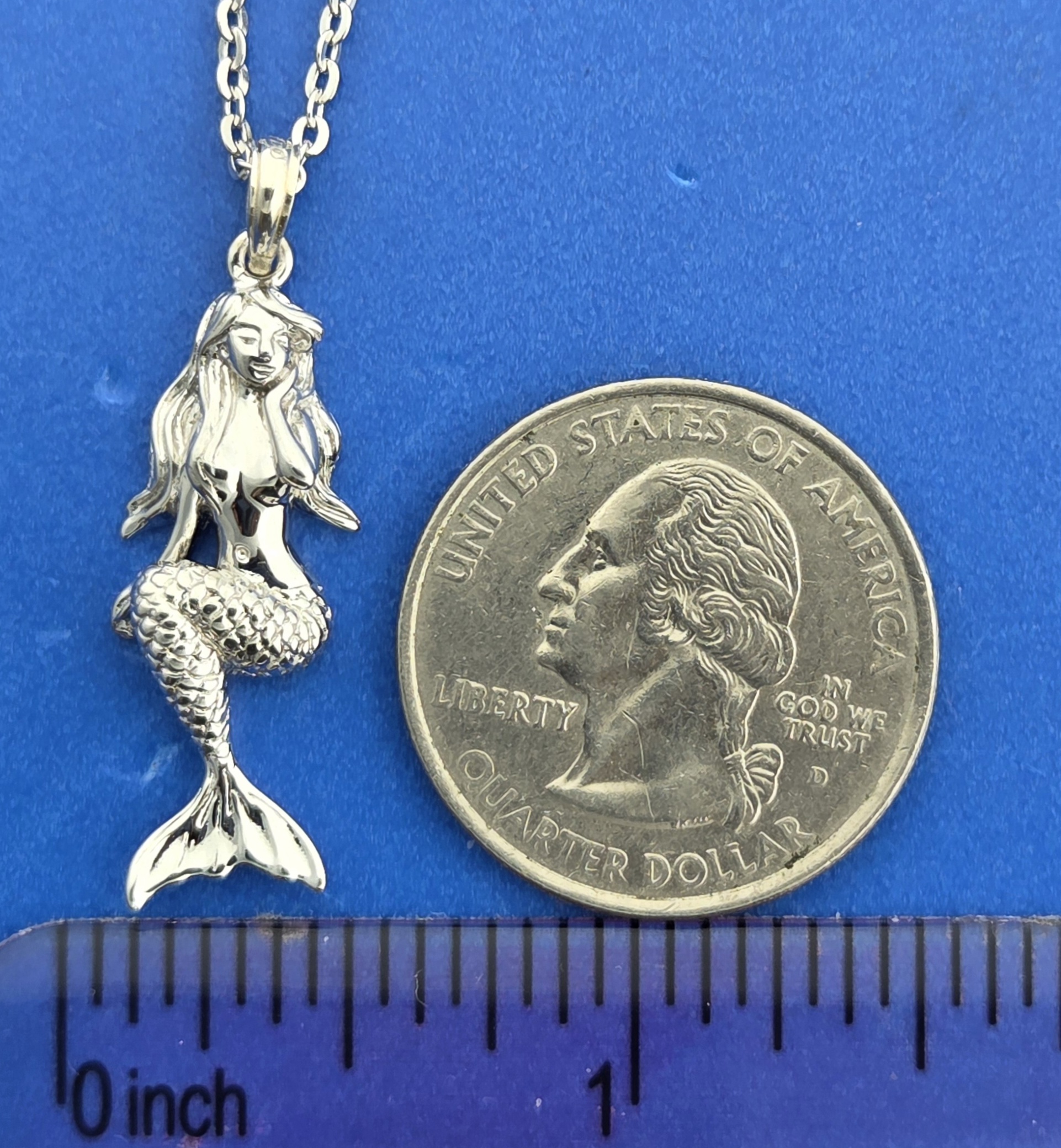 Alamea Sitting Mermaid Pendant, Sterling Silver 3 Alamea Sitting Mermaid Pendant, Sterling Silver - Image 3