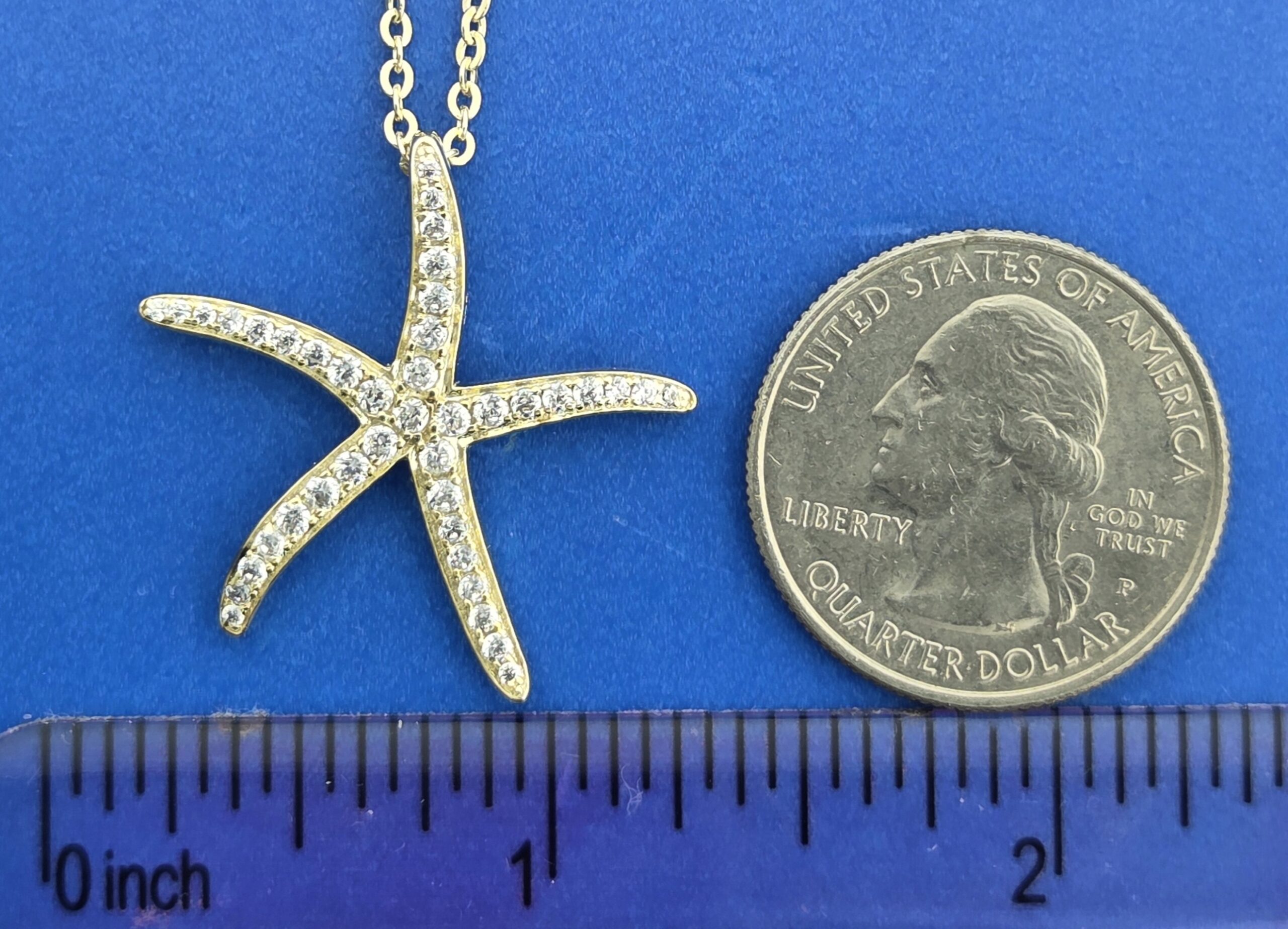 Alamea Starfish Pendant Sterling Silver, 14K Yellow Gold Plated 4 Alamea Starfish Pendant Sterling Silver, 14K Yellow Gold Plated - Image 4
