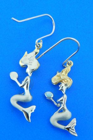 Alamea Mermaid Dangle Earrings, Sterling Silver/14K 2-Tone