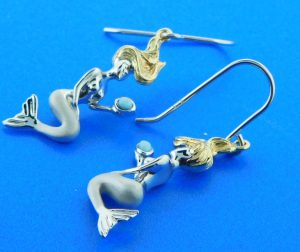 Alamea Mermaid Dangle Earrings, Sterling Silver/14K 2-Tone