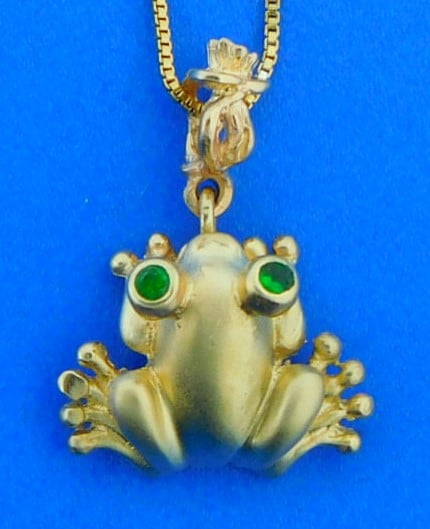 Buy 14 Karat Green Gold Frog Pendant With Emerald Eyes Fine Jewelry Frog  Gifts Toad Online in India - Etsy