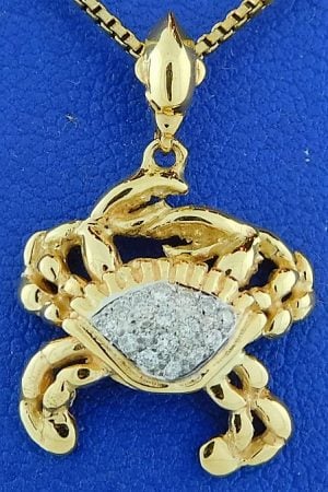 Steven Douglas Diamond Crab Pendant, 14k Yellow Gold