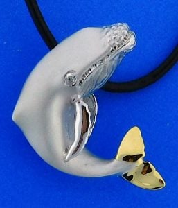 humpback whale necklace sterling silver & 14k steven douglas
