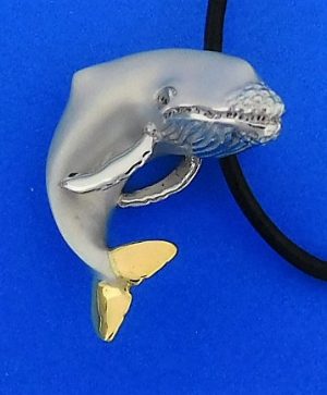 Steven Douglas "Breaching Humpback" Whale Necklace, Sterling Silver/14k