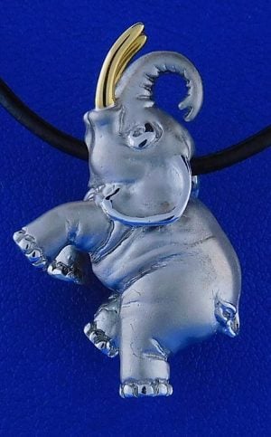 Steven Douglas Elephant Pendant/Necklace, Sterling Silver/14k