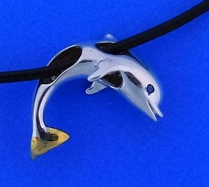 Steven Douglas Dolphin Necklace, Sterling Silver/14k