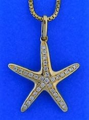 Starfish Diamond Pendant, 14k