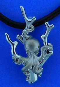 Steven Douglas Octopus & Coral Pendant, Sterling Silver