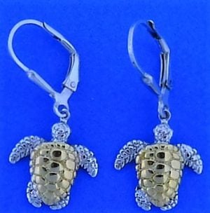 Steven Douglas Sea Turtle Dangle Earrings, Sterling Silver/14k