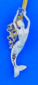 Steven Douglas Mermaid Pendant W/ Blue Sapphires, Sterling Silver/14k