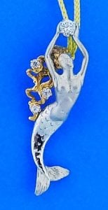 Steven Douglas Mermaid With White Sapphires, Sterling Silver/14k