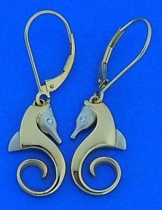 Steven Douglas Seahorse Earrings, 14k 2-Tone