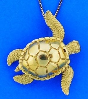 Steven Douglas Sea Turtle Pendant, 14k Yellow Gold