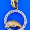 Steven Douglas Dolphin Daimond Hoop Pendant, 14k 2-Tone