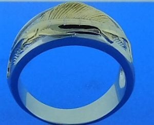 Sailfish 2-Tone Mens Ring, Sterling Silver