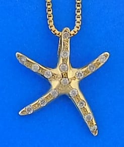 Starfish Diamond Pendant, 14k