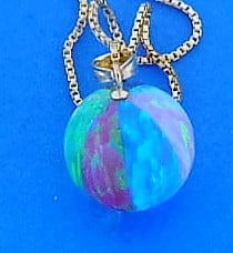 Beach Ball Opal Pendant, 14k