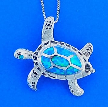 Sea Turtle Opal Inlay Pendant, Sterling Silver | Island Sun Jewelry Beach  Haven NJ