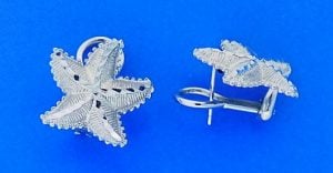 Starfish Omega Backs Diamond-Cut Earrings, 14k White Gold