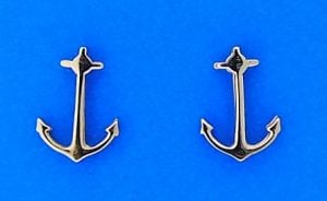 Anchor Post Earring, 14k Yellow Gold