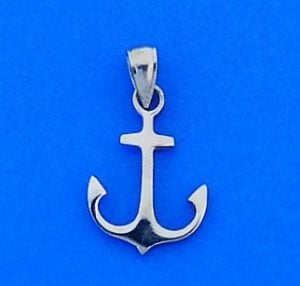 Anchor 3d Pendant/Charm, 14k White Gold