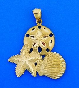 24k Gold Plated Sand Dollar Pendant - Beach Vacation Jewelry, 3/4 Inch