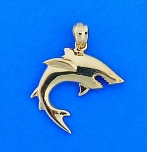 Shark 2d Pendant, 14k