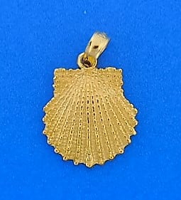 Scallop Shell Pendant, 14k Beaded Gold