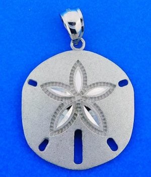 Sand Dollar Pendant, 14k White Gold