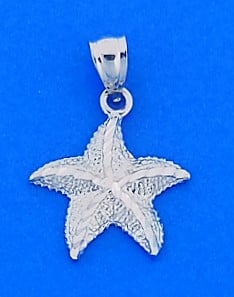 Diamond-Cut Starfish Charm/Pendant, 14k White Gold