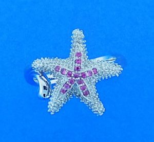 Denny Wong Pink Sapphire Starfish Ring, Precious Silver