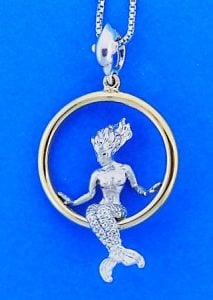 Steven Douglas Mermaid On A Hoop, Sterling Silver/14k