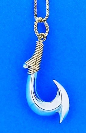 Steven Douglas Fish Hook Pendant, Sterling Silver/14K | Island Sun Jewelry  Beach Haven NJ