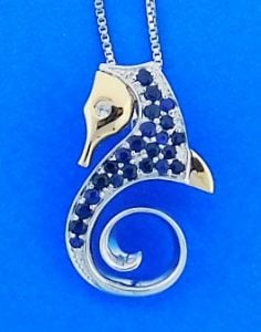 Steven Douglas Seahorse Pendant, Sterling Silver/14k