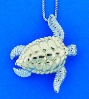 Steven Douglas Sea Turtle Pendant, Sterling Silver/14k
