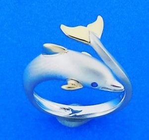 Steven Douglas Dolphin Wrap Ring, Sterling Silver/14k