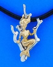 Steven Douglas Mermaid And Coral Necklace , Sterling Silver/14k