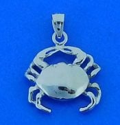 Crab Charm/Pendant, 14k White Gold