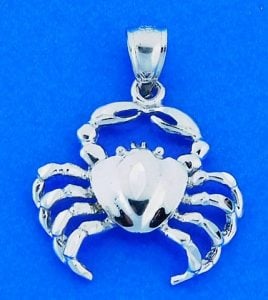 Crab Charm/Pendant, 14k White Gold