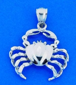 Crab Charm/Pendant, 14k White Gold