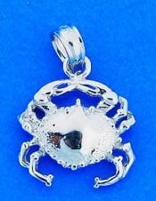 Crab Charm/Pendant, 14k White Gold