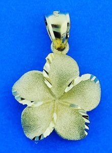 Plumeria Diamond-Cut Pendant, 14k Yellow Gold